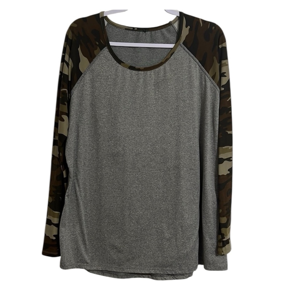 Women’s Ladies Long Sleeve Grey/Camo Top